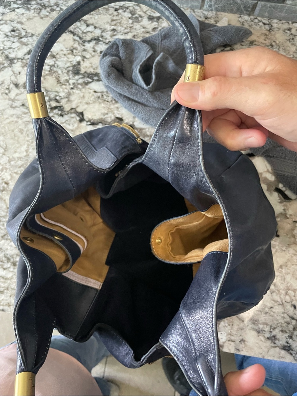 Jimmy Choo Blue Leather Shoulder Bag with Gold-Tone Hardware - Picture 5 of 5